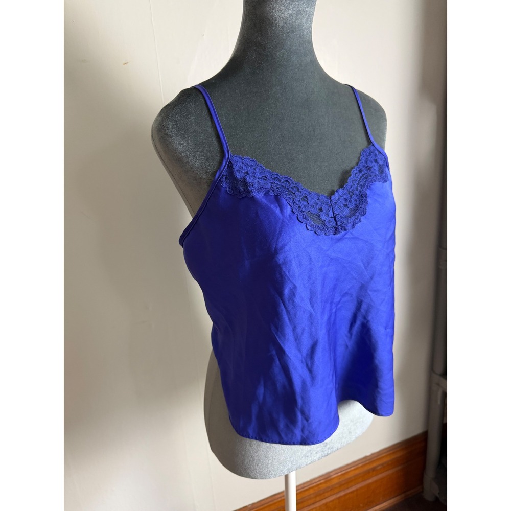 Vintage Sears Satin Lace Trim Camisole Top Small Made in USA dainty slip tank